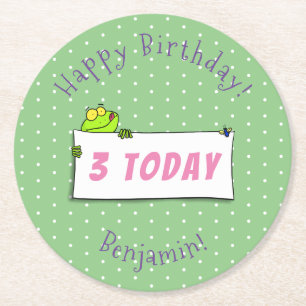 Niedlicher Froschsigne Cartoon Abbildung Runder Pappuntersetzer