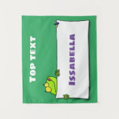 Niedlicher Froschsigne Cartoon Abbildung Wandteppich (Vorderseite)