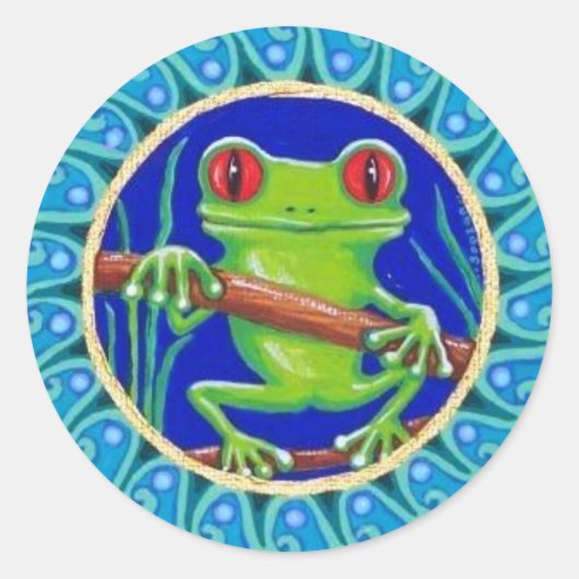 Niedlicher Froschsticker von Soozie Wray Runder Aufkleber (Vorderseite)
