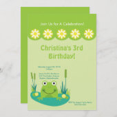Niedlicher Froschteich Geburtstagsparty Einladung (Vorne/Hinten)