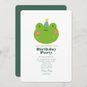Niedlicher Froschwald mit Tieren Geburtstag Einladung (Vorne/Hinten)