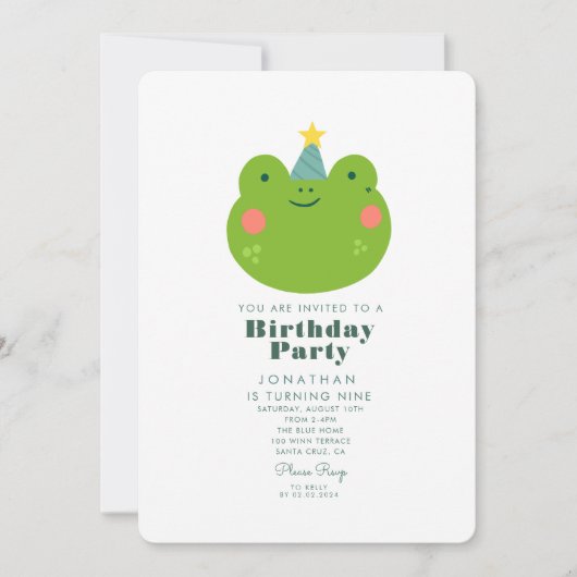 Niedlicher Froschwald mit Tieren Geburtstag Einladung (Vorderseite)