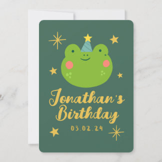 Niedlicher Froschwald mit Tieren Geburtstag Einladung