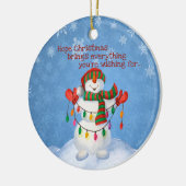 Niedlicher Frosty Snowman Holt Weihnachtslicht Keramik Ornament (Links)
