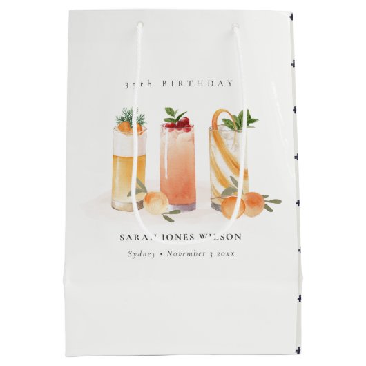 Niedlicher Fruchtcocktail Blush Orange jeden Gebur Mittlere Geschenktüte (Rückseite)