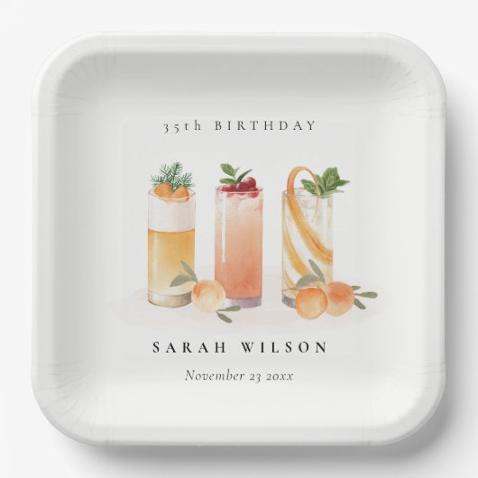 Niedlicher Fruchtcocktail Orange Blush Jegliche Ja Pappteller (Vorderseite)