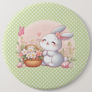 Niedlicher Frühjahr/Osterhase mit Ei Button