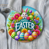 Niedlicher Frühjahr/Osterhase mit Ei Button (Beispiel)