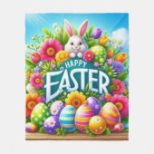 Niedlicher Frühjahr/Osterhase mit Ei Fleecedecke (Vorderseite)