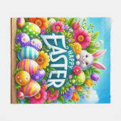 Niedlicher Frühjahr/Osterhase mit Ei Fleecedecke (Vorderseite (Horizontal))