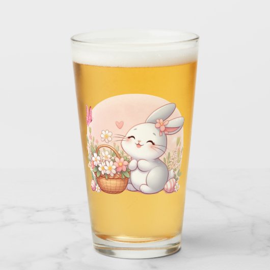 Niedlicher Frühjahr/Osterhase mit Ei Glas (Vorne (Gefüllt))