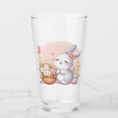Niedlicher Frühjahr/Osterhase mit Ei Glas (Vorderseite)