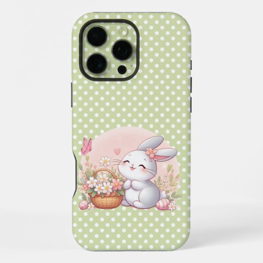Niedlicher Frühjahr/Osterhase mit Ei iPhone Hülle (Rückseite)