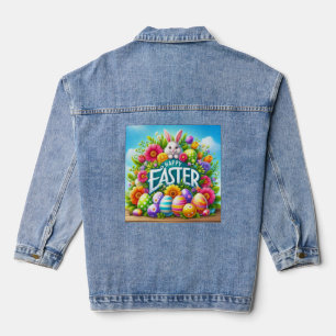 Niedlicher Frühjahr/Osterhase mit Ei Jeansjacke