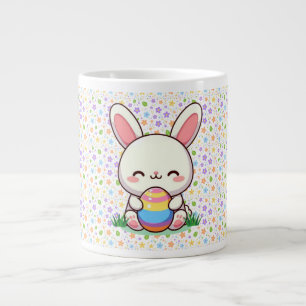 Niedlicher Frühjahr/Osterhase mit Ei Jumbo-Tasse