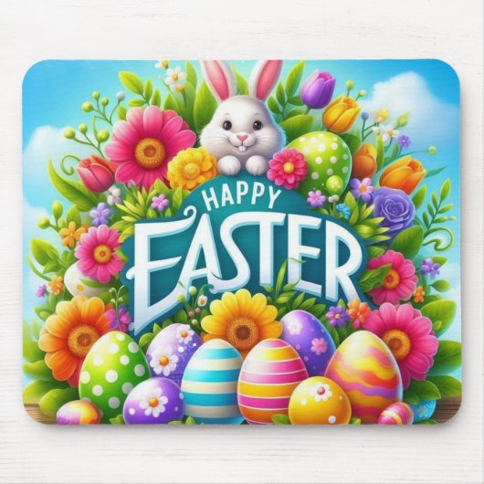 Niedlicher Frühjahr/Osterhase mit Ei Mousepad (Vorne)