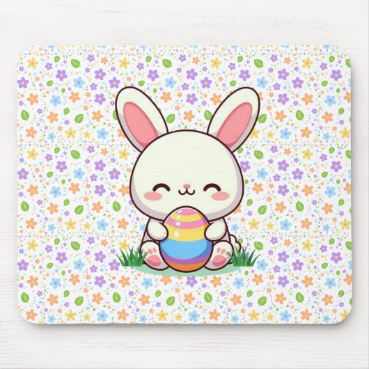 Niedlicher Frühjahr/Osterhase mit Ei Mousepad (Vorne)