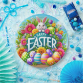Niedlicher Frühjahr/Osterhase mit Ei Pappteller (Party)