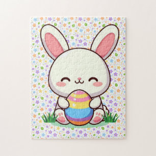 Niedlicher Frühjahr/Osterhase mit Ei Puzzle