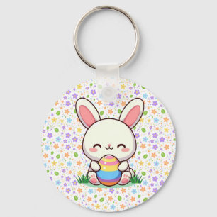 Niedlicher Frühjahr/Osterhase mit Ei Schlüsselanhänger