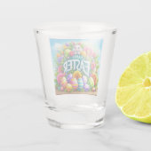 Niedlicher Frühjahr/Osterhase mit Ei Schnapsglas (Rückseite)