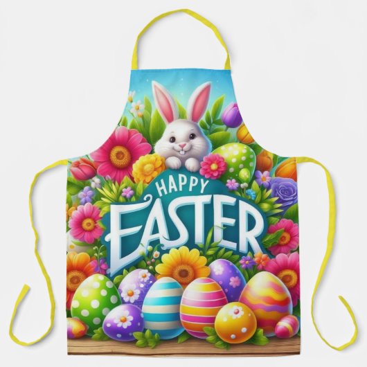 Niedlicher Frühjahr/Osterhase mit Ei Schürze (Vorderseite)