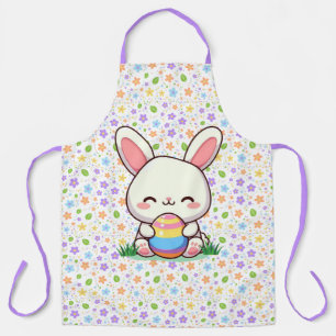 Niedlicher Frühjahr/Osterhase mit Ei Schürze