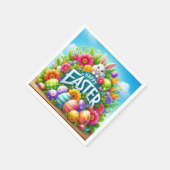 Niedlicher Frühjahr/Osterhase mit Ei Serviette (Ecke)