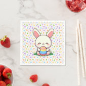Niedlicher Frühjahr/Osterhase mit Ei Serviette (Beispiel)