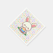Niedlicher Frühjahr/Osterhase mit Ei Serviette (Ecke)