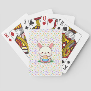 Niedlicher Frühjahr/Osterhase mit Ei Spielkarten