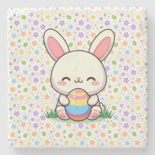 Niedlicher Frühjahr/Osterhase mit Ei Steinuntersetzer