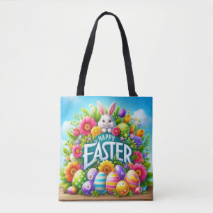 Niedlicher Frühjahr/Osterhase mit Ei Tasche