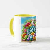 Niedlicher Frühjahr/Osterhase mit Ei Tasse (Vorderseite Links)