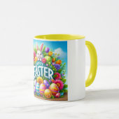 Niedlicher Frühjahr/Osterhase mit Ei Tasse (VorderseiteRechts)