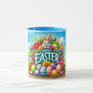 Niedlicher Frühjahr/Osterhase mit Ei Tasse
