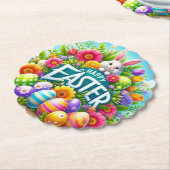 Niedlicher Frühjahr/Osterhase mit Ei Untersetzer (angewinkelt)