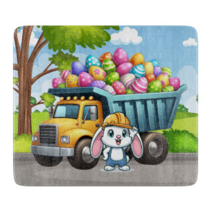 Niedlicher Frühjahr/Osterhasen-Müllwagen Schneidebrett