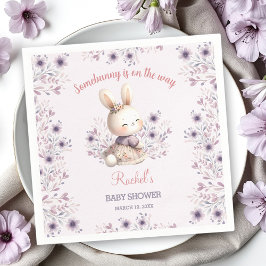 Niedlicher Frühling Bunny Lila Floral Girl Babydus Serviette