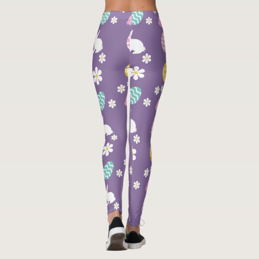 Niedlicher Frühling Ostern Bunny Floral Muster Ei Leggings (Rückseite)