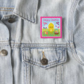 Niedlicher Frühling Ostern Kiche und Schokolade Ei Button (Beispiel)