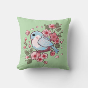 Niedlicher Frühlingsblaue Vogel & Kirschblüten-Aqu Kissen