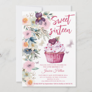 Niedlicher Frühlingsboho blumenkuchen süß 16 Einladung