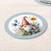 Niedlicher Frühlingsgarten Party Gnome Runder Pappuntersetzer (Angewinkelt)