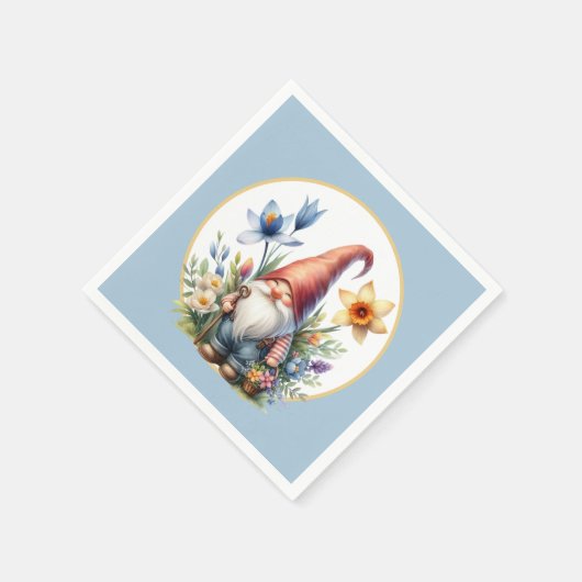 Niedlicher Frühlingsgarten Party Gnome Serviette (Ecke)