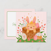 Niedlicher Frühlingshase und Basket Mitteilungskarte (Vorne/Hinten)