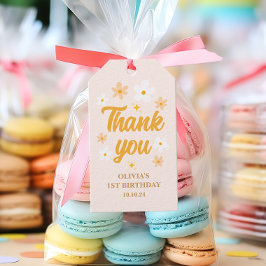 Niedlicher Frühlingspink Gelbe Daisy Danke, Geburt Geschenkanhänger