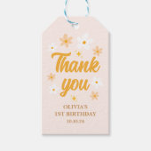 Niedlicher Frühlingspink Gelbe Daisy Danke, Geburt Geschenkanhänger (Vorderseite)