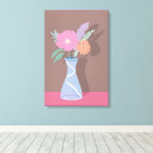 Niedlicher Frühlingstrakt des modernen Florals Can Leinwanddruck (Insitu (Holzboden))