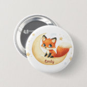 Niedlicher Fuchs auf dem Mond mit Sternen Button (Vorne & Hinten)